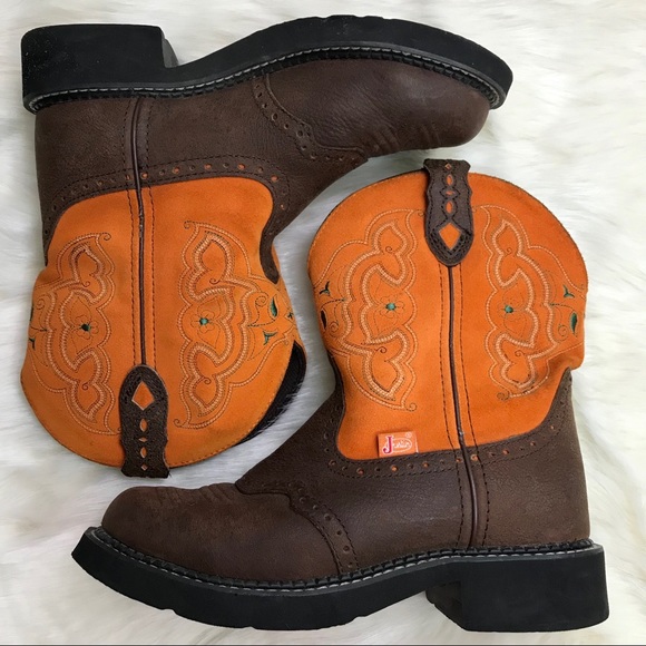 orange justin boots